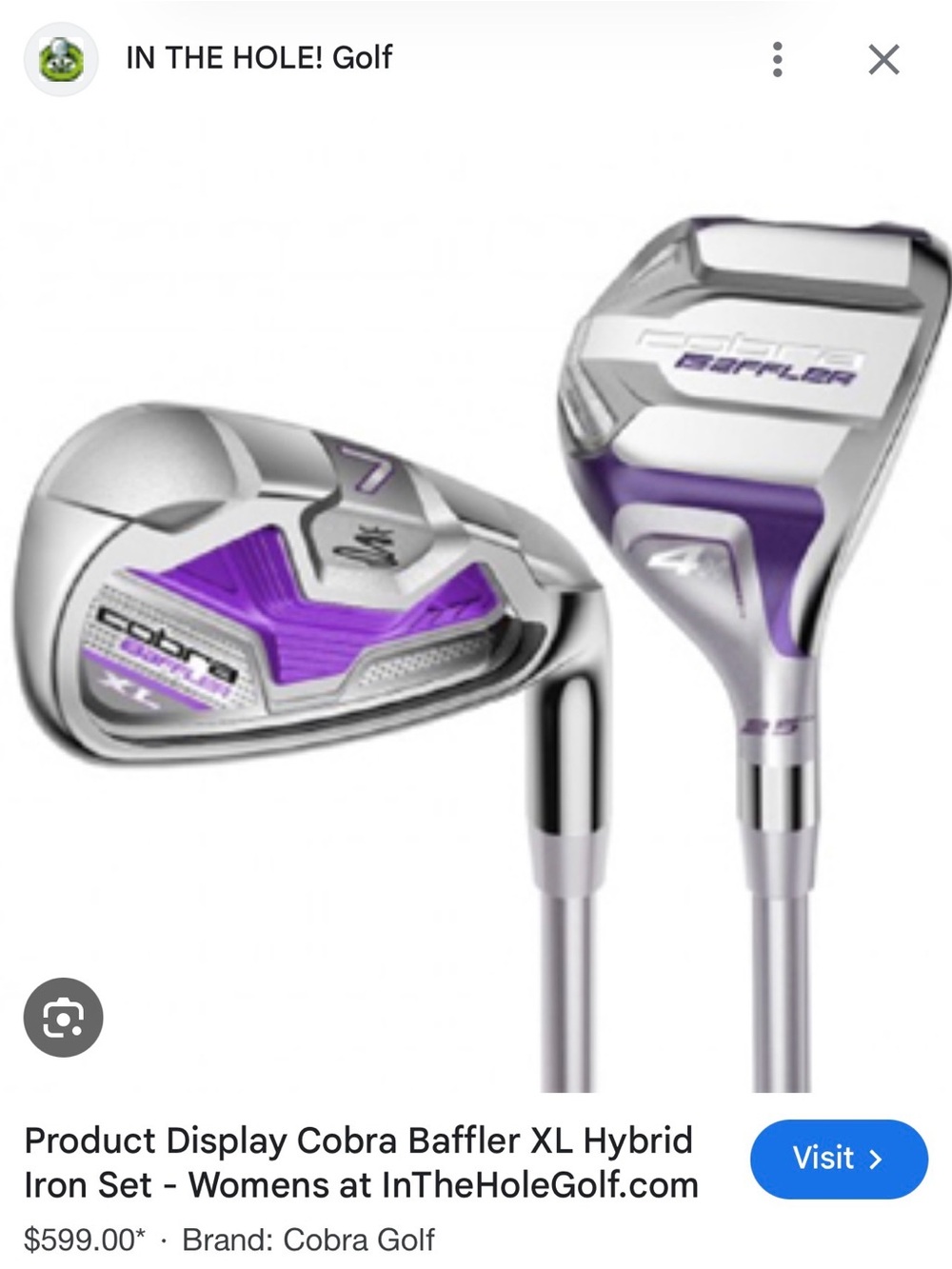 Cobra Women’s Baffler XL Hybrid Irons – Taylormade RBZ 10.5 driver